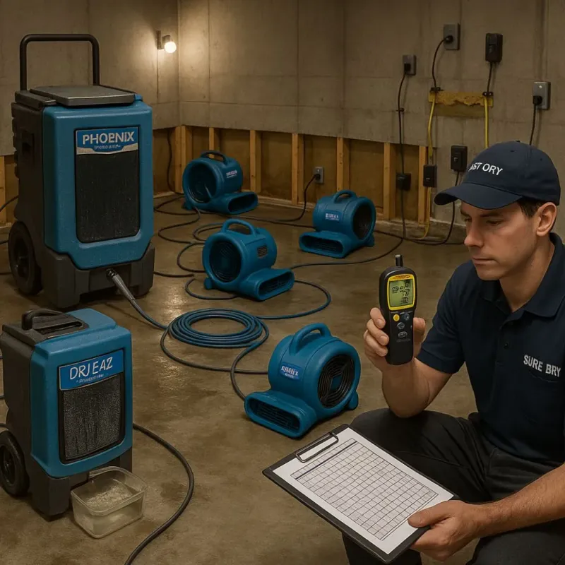 Structural Drying and Dehumidification process in Stockdale, TX
